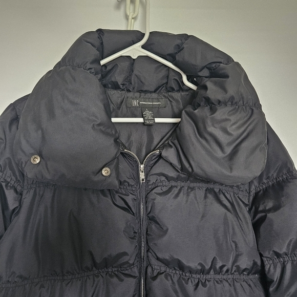 INC PUFFER JACKET WOMENS (L) DOWN FILLED POCKETS BLACK ZIPPER - Picture 3 of 15